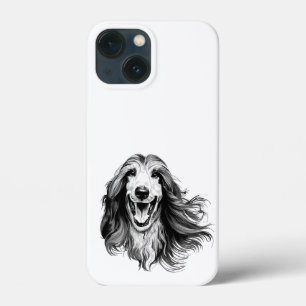 Black and white Afghan hound    Cute Hound iPhone 13 Mini Case