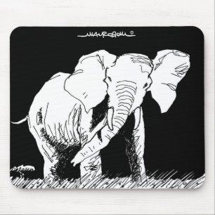 Black and White African Elephant in Gabon Mouse Mat