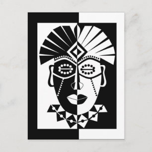 Black and white African mask Postcard