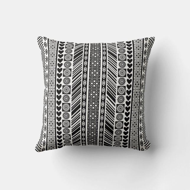 Black and White African Print Adinkra Pattern Cushion Zazzle