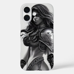 Black and White African Warrior Queen iPhone 16 Case