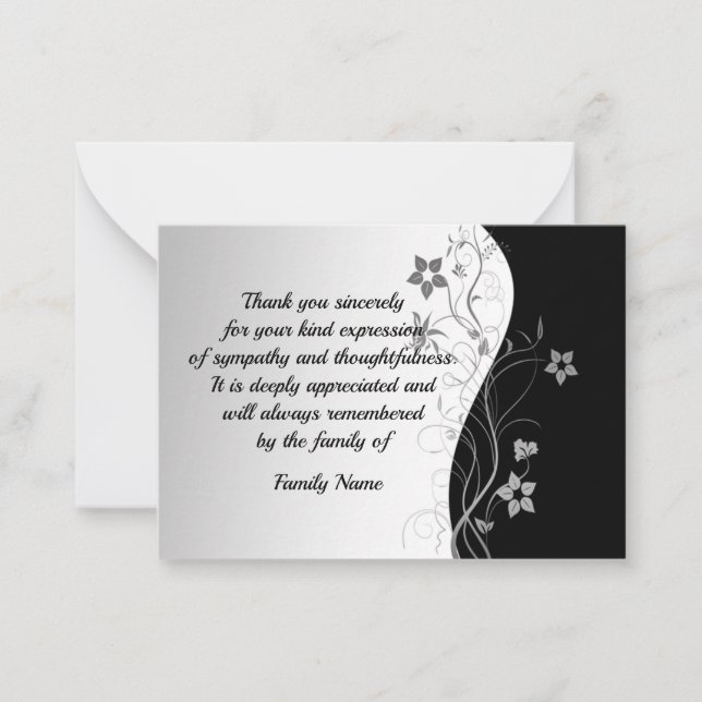 Black And White After Funeral Thank You Cards (Front)
