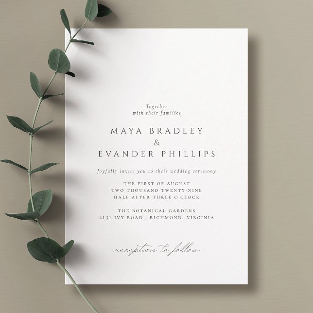 Black and White | Airy Minimalist Classic Wedding Invitation (Creator Uploaded)