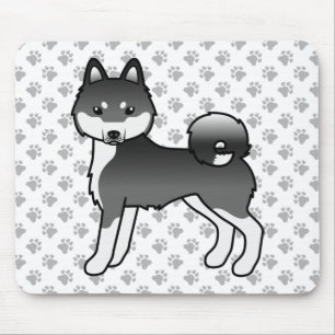 Black And White Alaskan Klee Kai Cute Cartoon Dog Mouse Mat