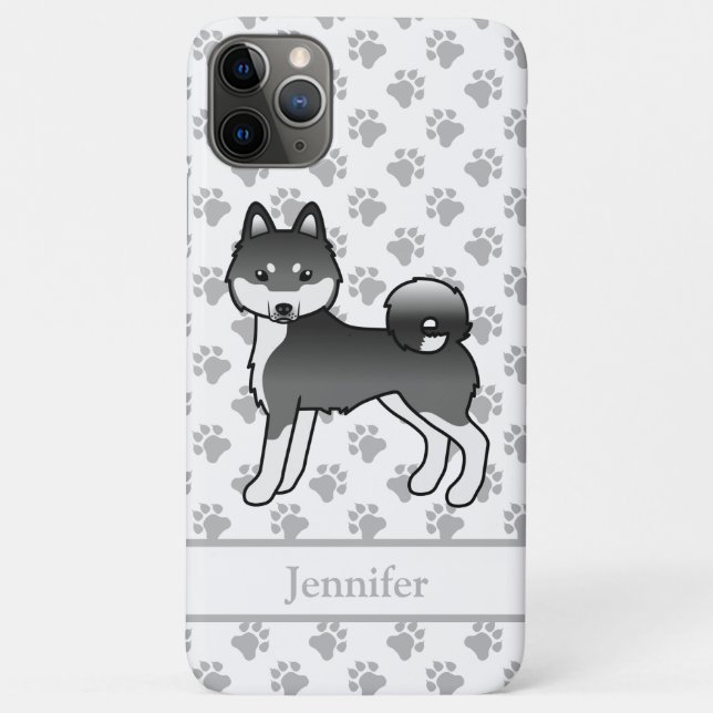 Black And White Alaskan Klee Kai Cute Dog & Name Case-Mate iPhone Case (Back)