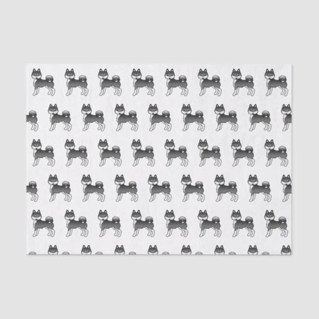 Black And White Alaskan Klee Kai Cute Dog Pattern Tissue Paper (Front)