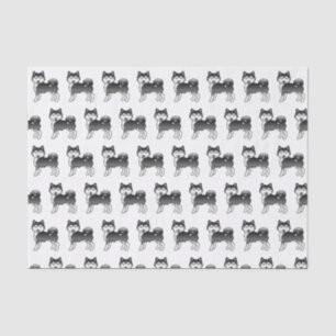 Black And White Alaskan Malamute Cute Dog Pattern Tissue Paper