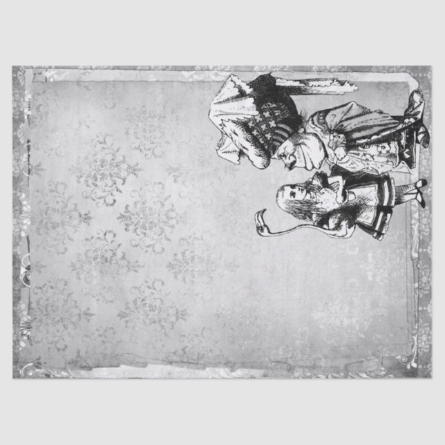 Black and White Alice in Wonderland with Duchess Tissue Paper (Front)