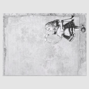 Black and White Alice in Wonderland with Flamingo Tissue Paper