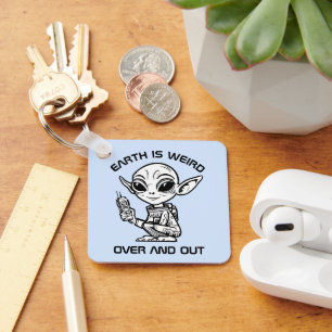 Black and White Alien Key Ring