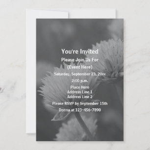 Black And White Allium Flowers Party Invitation