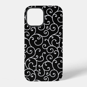 Black and White allover seamless scroll designpatt iPhone 12 Case