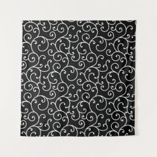 Black and White allover seamless scroll designpatt Tapestry