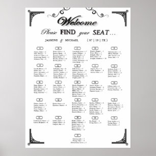 Black and White Alphabetical Wedding Seating Chart