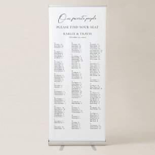 Black and White Alphabetical Wedding Seating Chart Retractable Banner
