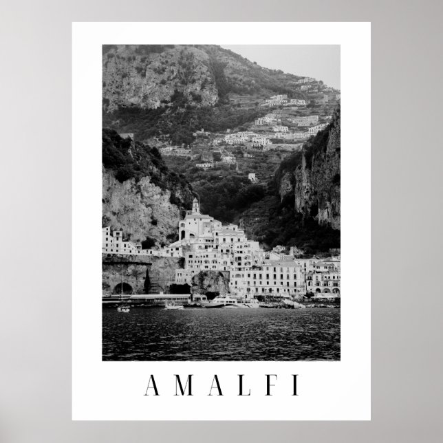 Black and white Amalfi classical poster (Front)