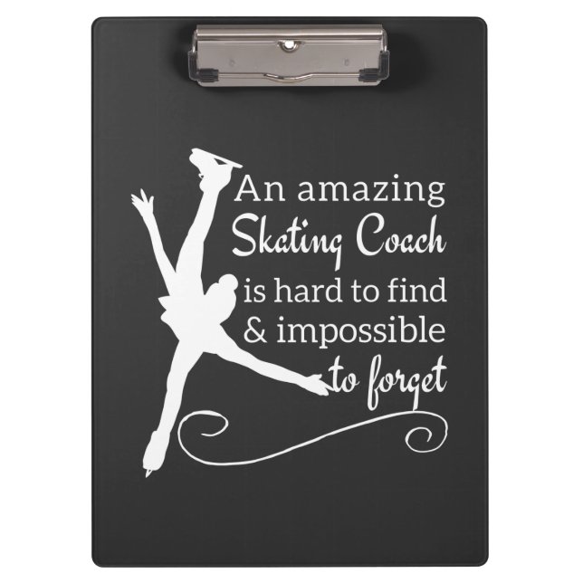 Black and white amazing Figure skating coach Clipboard (Front)