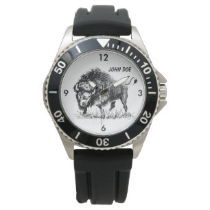 Black and White American Buffalo Watch