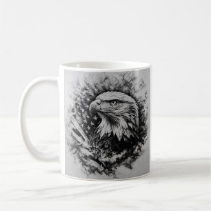 Black and white American flag bald eagle Coffee Mug