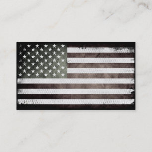Black and White American Flag Business Card