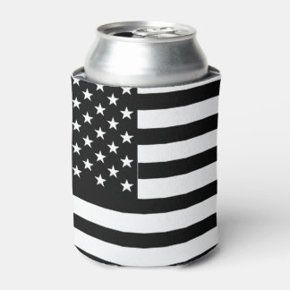Black and White American Flag Can Cooler