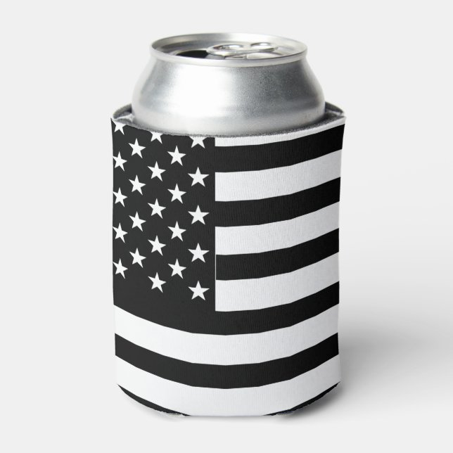 Black and White American Flag Can Cooler (Can Front)