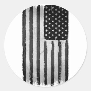 Black and white American flag Classic Round Sticker