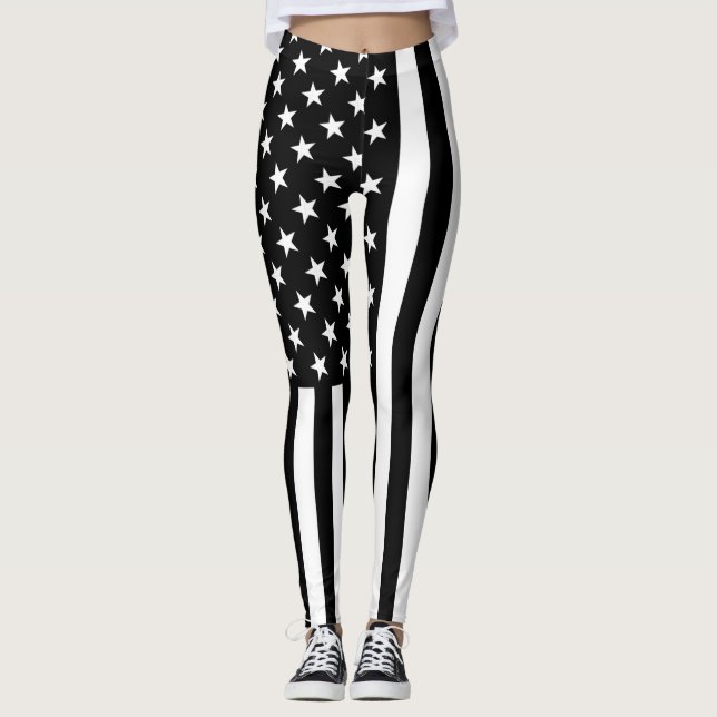 Black and White American Flag Leggings (Front)