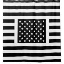 Black and White American Flag shower curtain