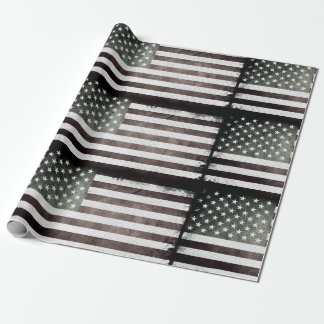 Black and White American Flag Wrapping Paper