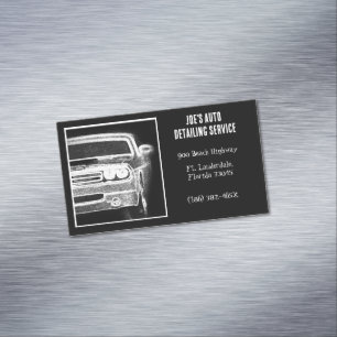 Black and White American Muscle Car Automotive Magnetic Business Card