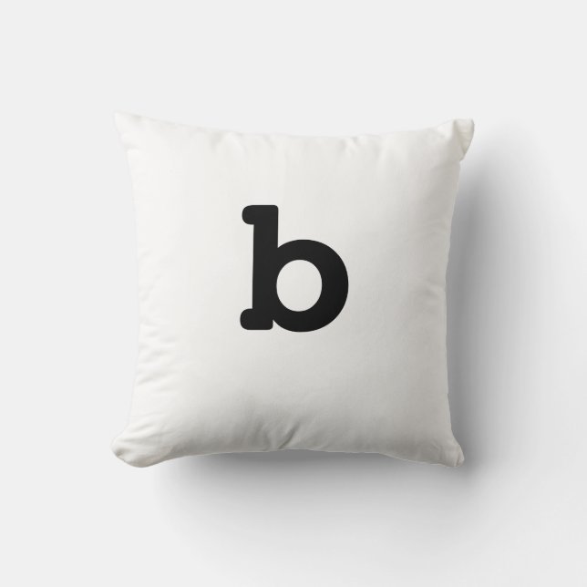Black and white Anagram Pillow Lowercase Letter b (Front)