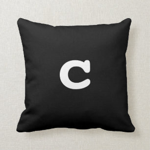 Black and white Anagram Pillow Lowercase Letter c