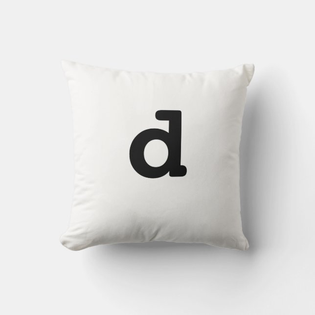 Black and white Anagram Pillow Lowercase Letter d (Front)