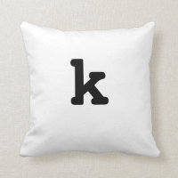 Black and white Anagram Pillow Lowercase Letter k