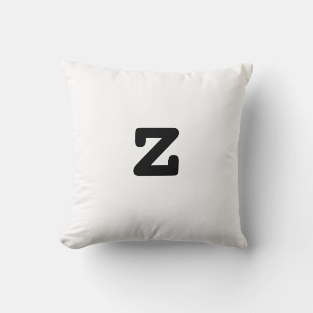 Black and white Anagram Pillow Lowercase Letter z (Front)