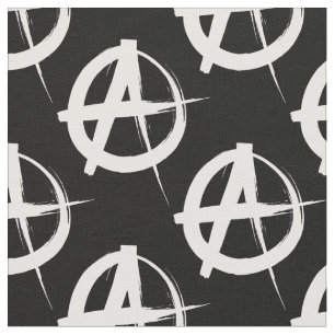 black and white anarchy symbol fabric