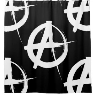 black and white anarchy symbol shower curtain