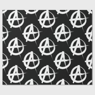 black and white anarchy symbol wrapping paper