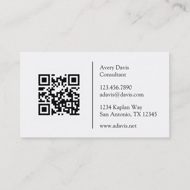 Black and White Anatomy Art Back Muscles QR Code Business Card (Back)