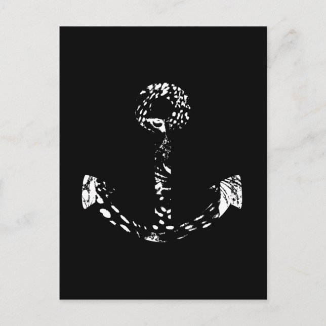 Black and white Anchor Fine Art Postcard (Front)