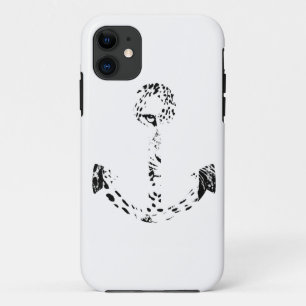 Black and White Anchor Leopard Eye Overlay iPhone 11 Case