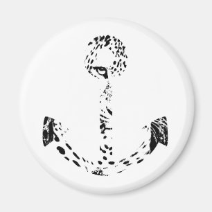 Black and White Anchor Leopard Eye Overlay Magnet