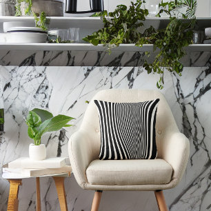 Black and White and Curvy Faux Zebra Print Cushion