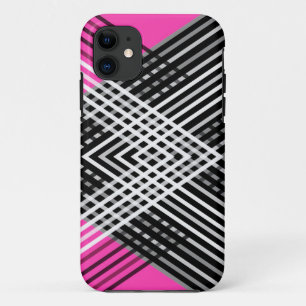 Black and white and grey intertwined stripes on a iPhone 11 case