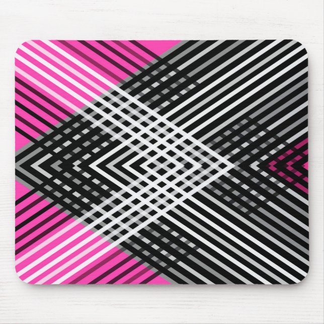 Black and white and grey intertwined stripes on a  mouse mat (Front)