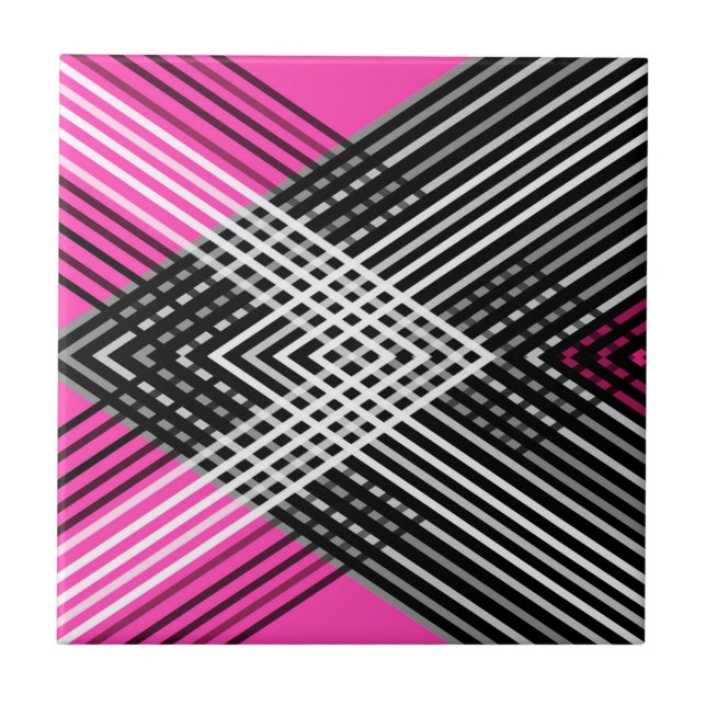 Black and white and grey intertwined stripes on a  tile (Front)