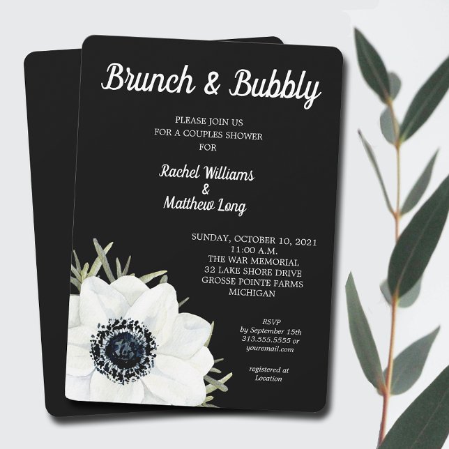 Black and White Anemones Couples Shower Invites (Creator Uploaded)