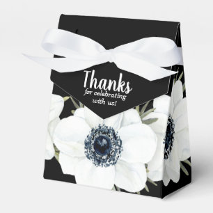 Black and White Anemones Watercolor Floral Favour Box