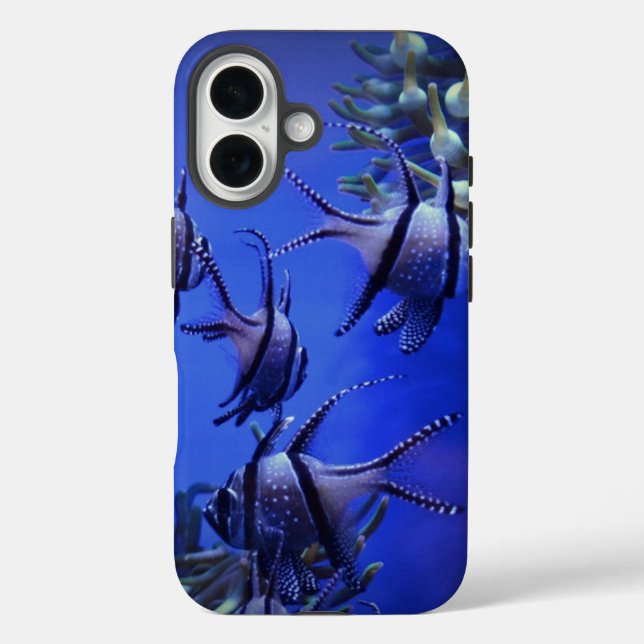 Black and White Angelfish in Deep Blue Sea Case-Mate iPhone Case (Back)